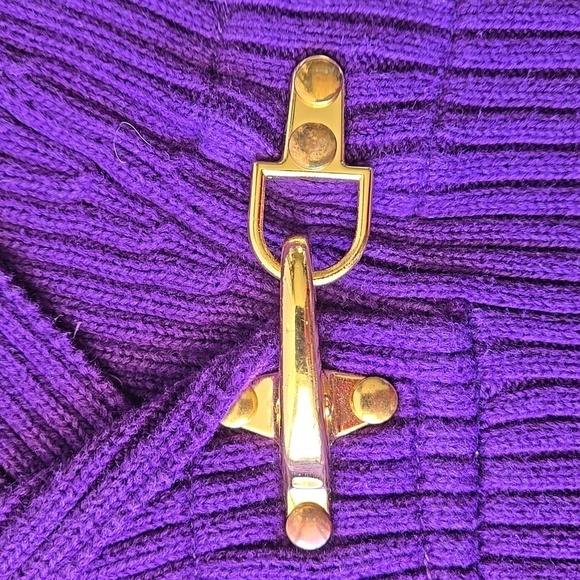 Lauren Ralph Lauren Black Label Purple Ribbed Knit Horsebit Detail Sweater - Picture 3 of 6